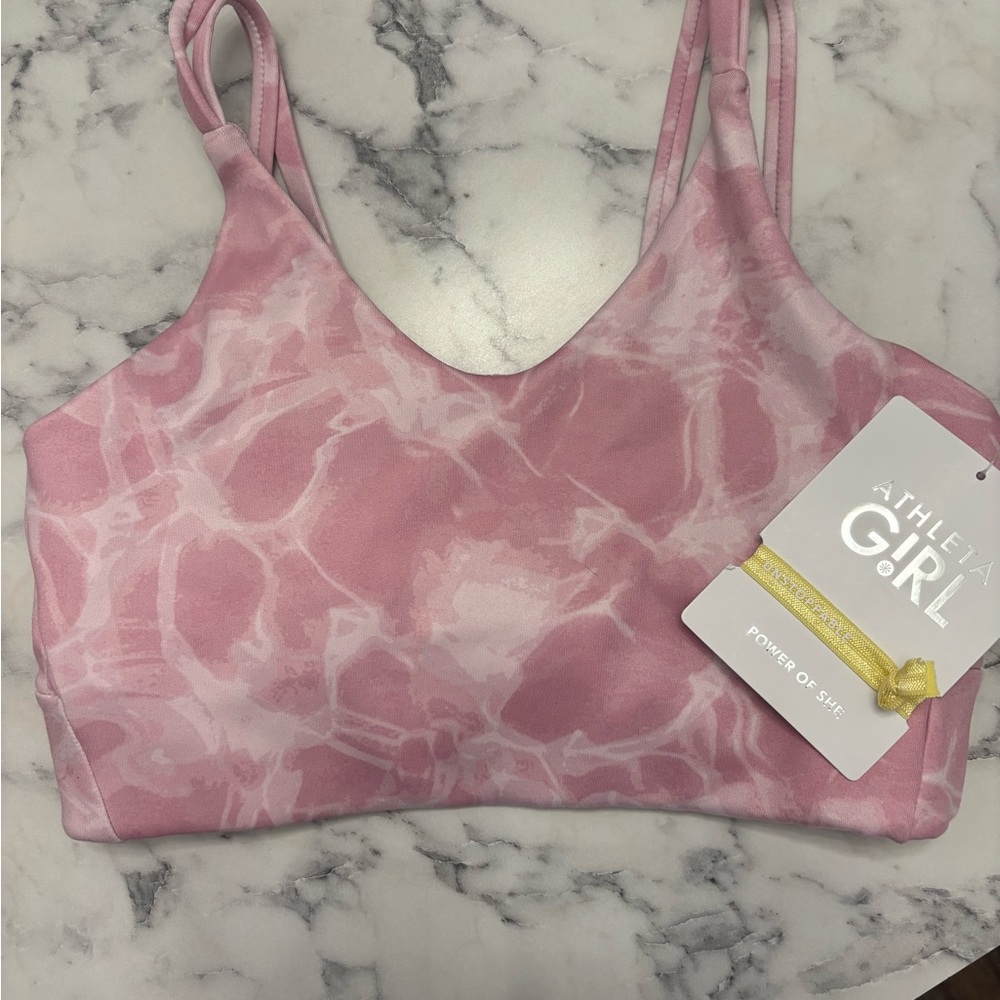 Athleta Pink Marble Sports Bra